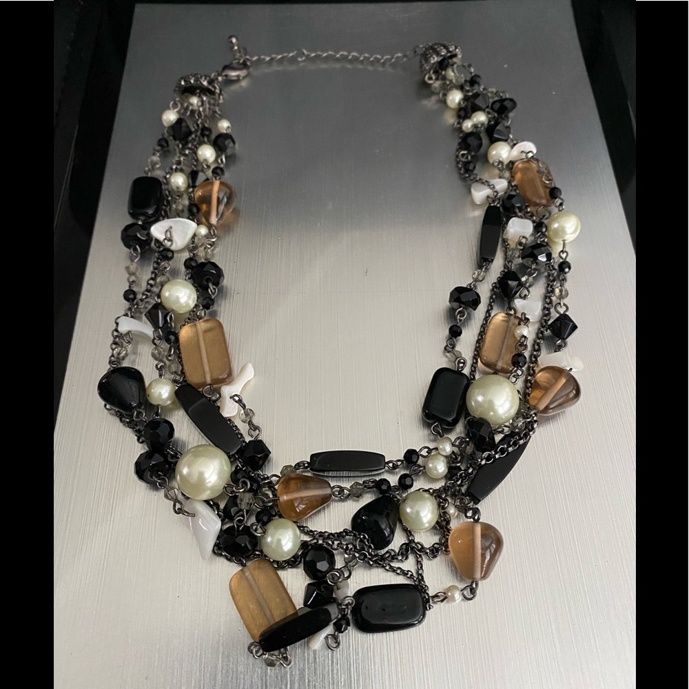 Lia Sophia Pearl & Glass Bead Layered Multicolored Necklace